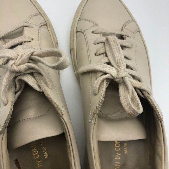 Woman By Common Projects Achilles Leather Sneakers EU 36 US 6 Beige Cream Low - Picture 9 of 14